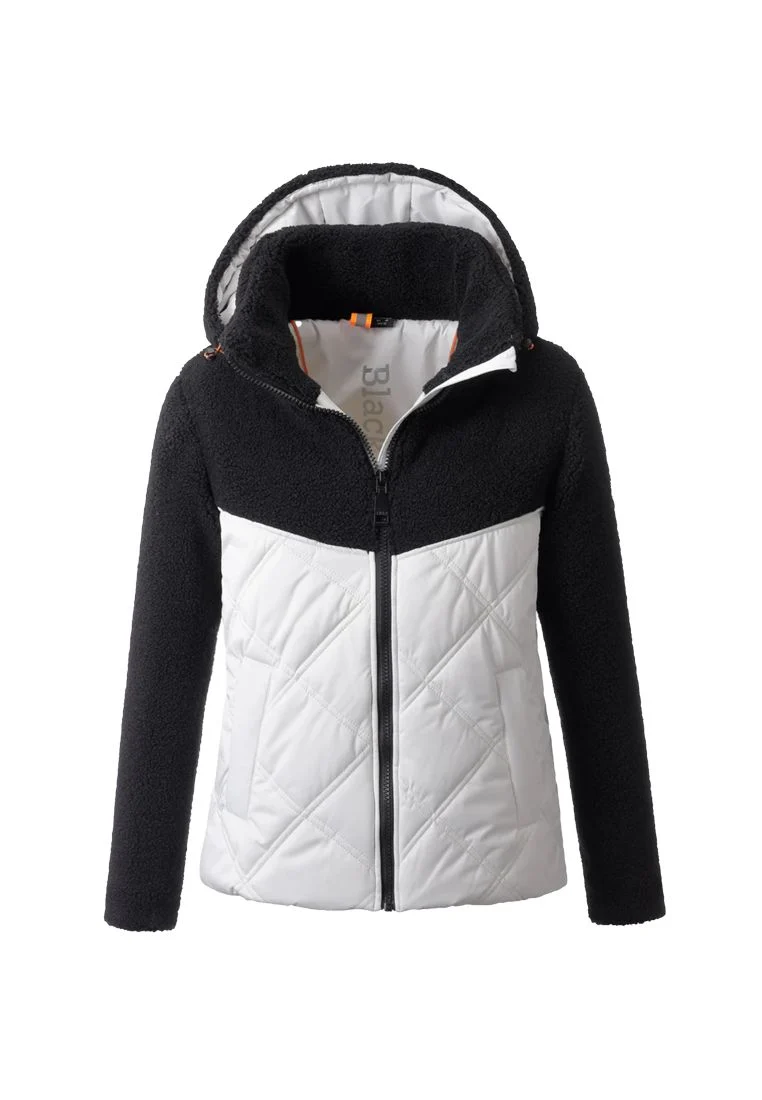 LPO Damen Materialmix Wattierte Steppjacke mit Webpelz