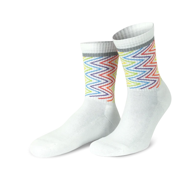 Reflektierende Socken: Rainbow Lightning (weiß)