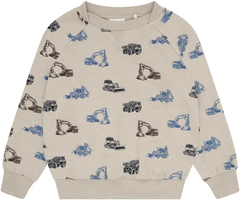 Sweatshirt Langarm mit Allover-Print – Feather Gray