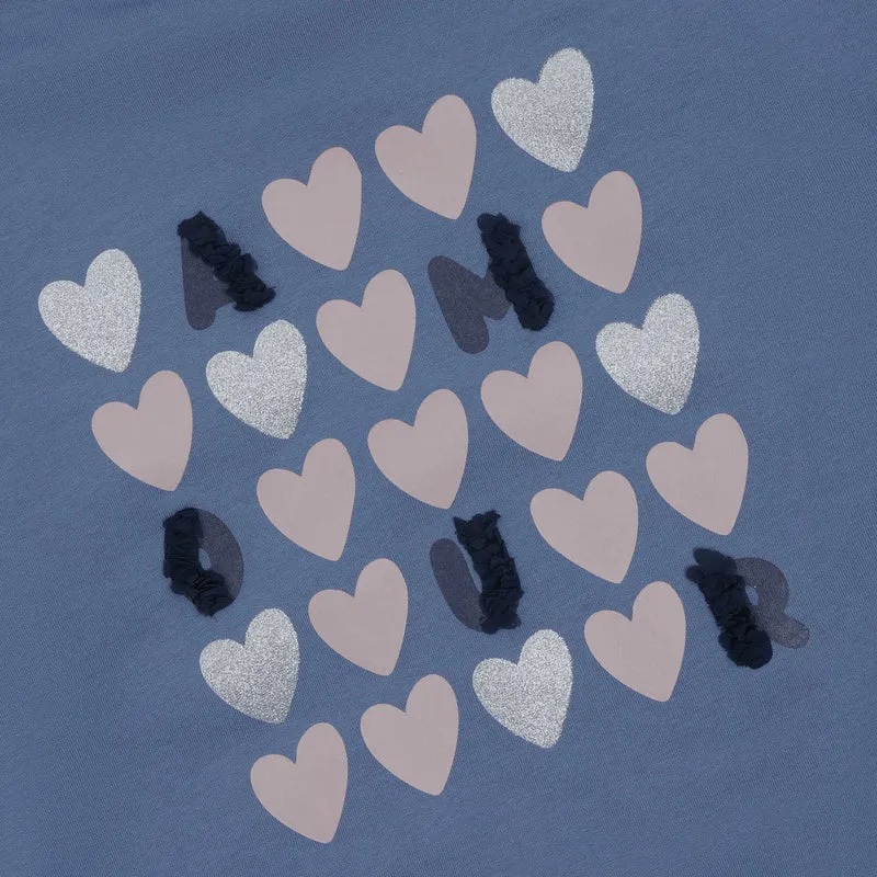 Sweatshirt mit Frontprint und Glitzerdetails – Moonlight Blue