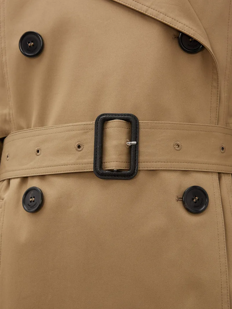 Exaggerated-collar cotton trench coat
