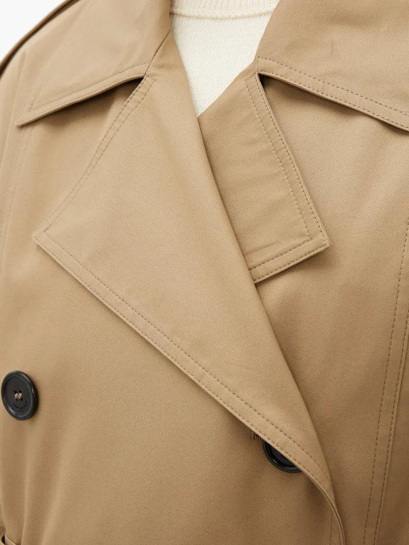 Exaggerated-collar cotton trench coat