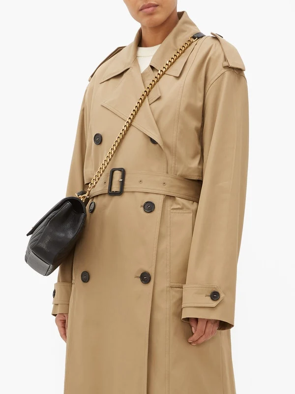 Exaggerated-collar cotton trench coat