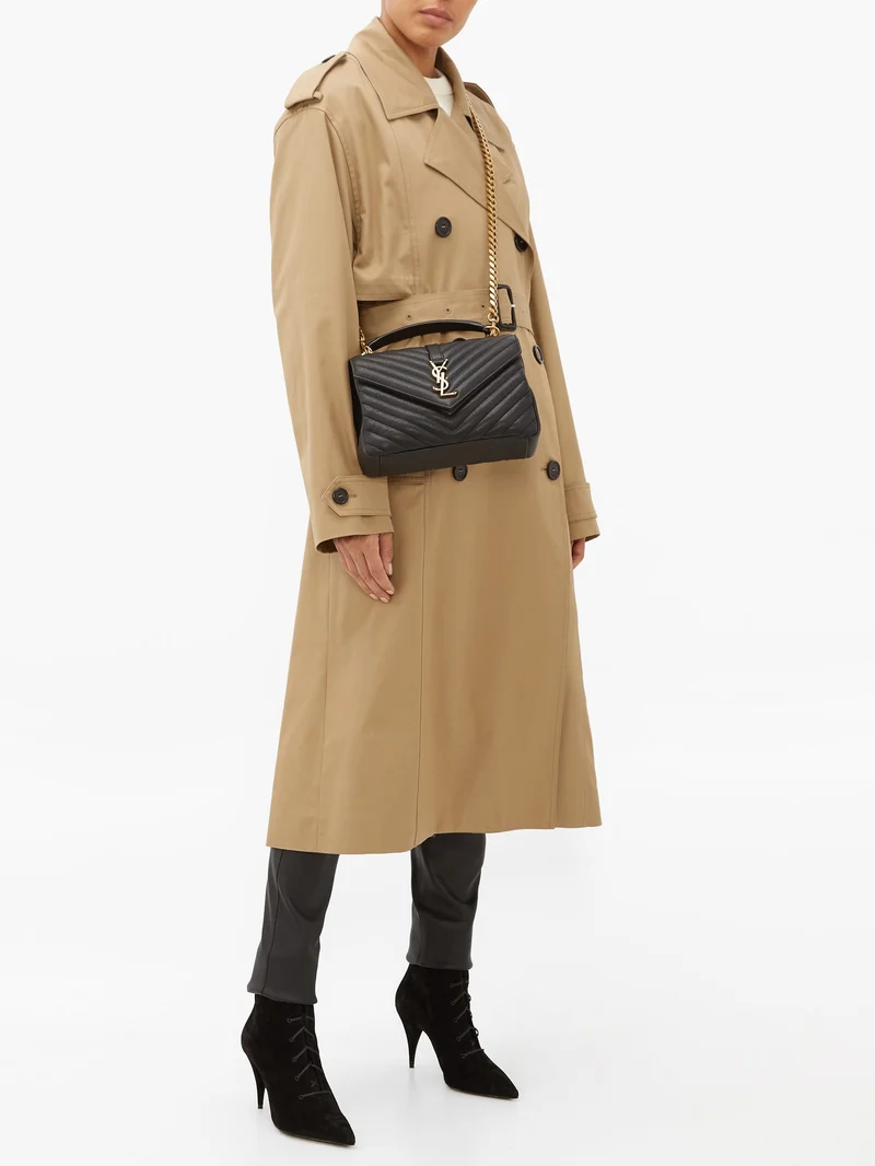Exaggerated-collar cotton trench coat