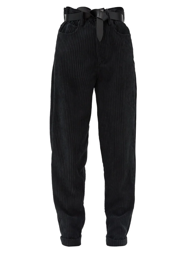 Decorsy high-rise tapered corduroy trousers