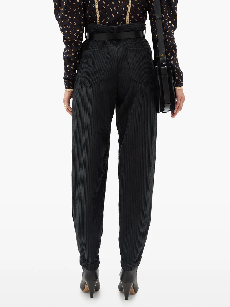 Decorsy high-rise tapered corduroy trousers