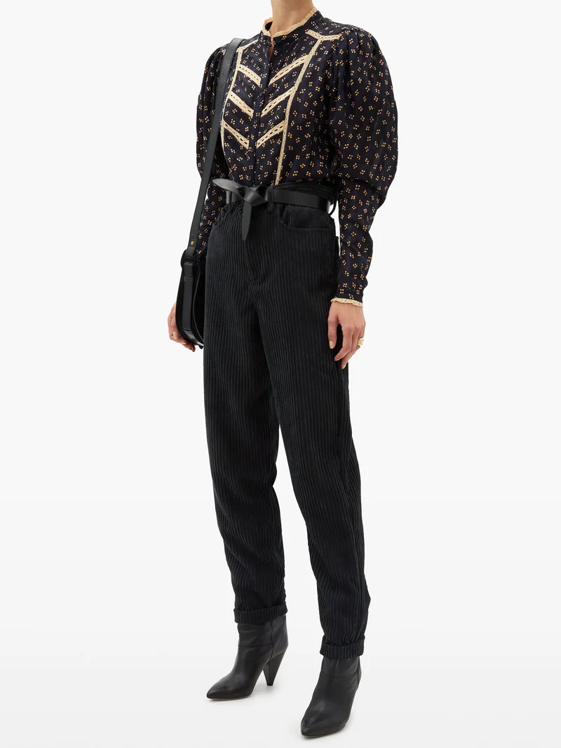 Decorsy high-rise tapered corduroy trousers