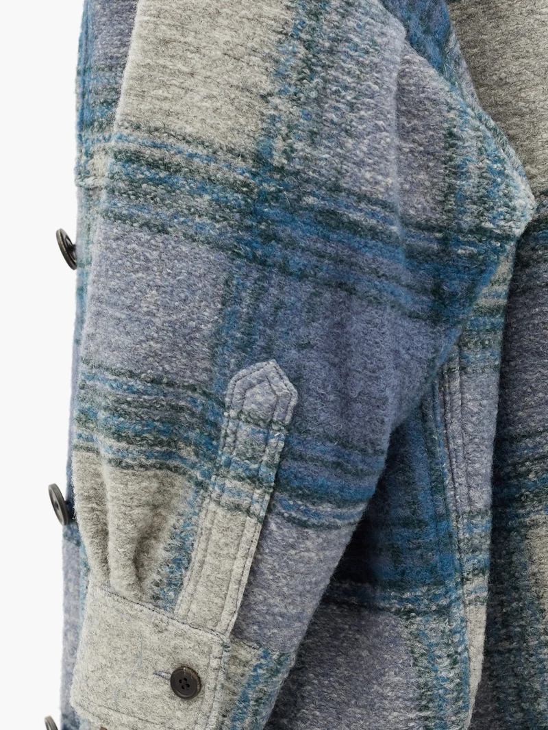 Gabrion single-breasted checked wool-blend coat