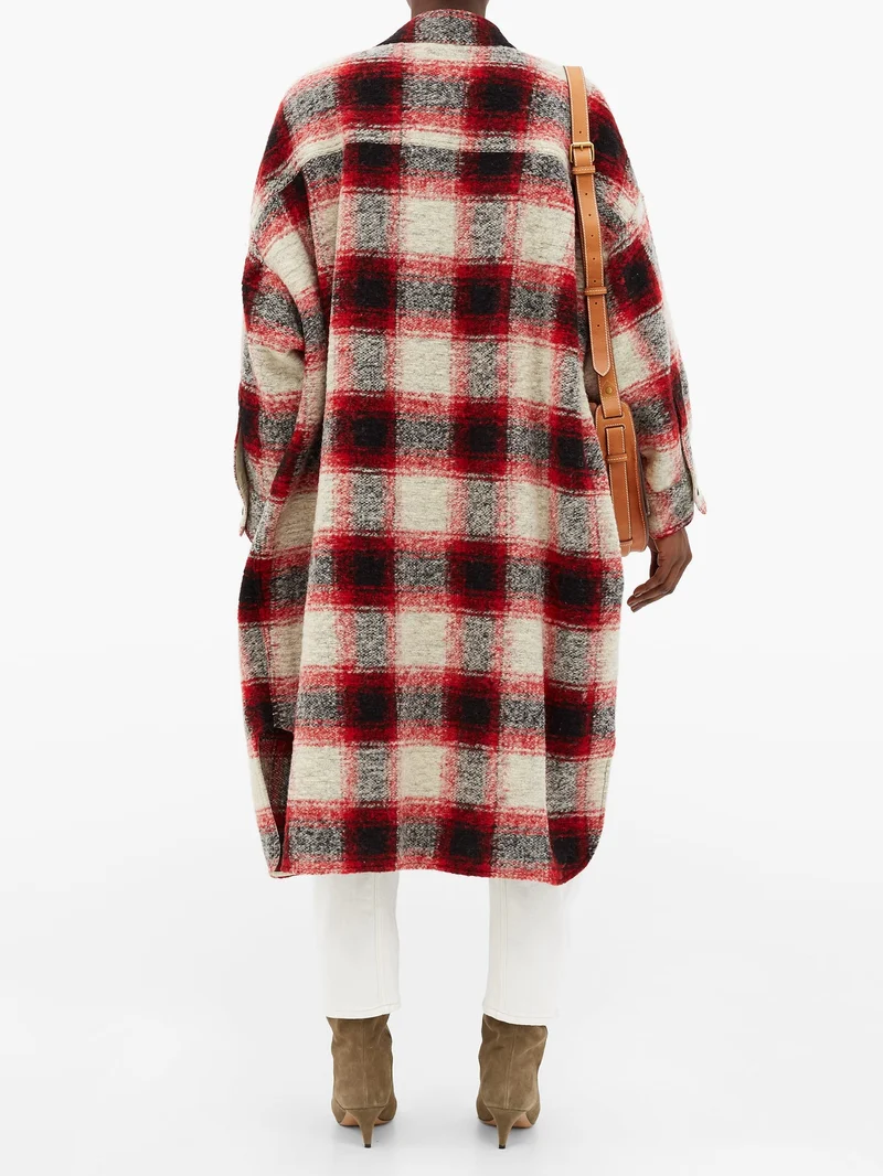 Gabrion single-breasted checked wool-blend coat
