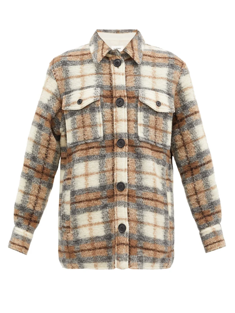 Gastoni checked wool-blend shirt jacket