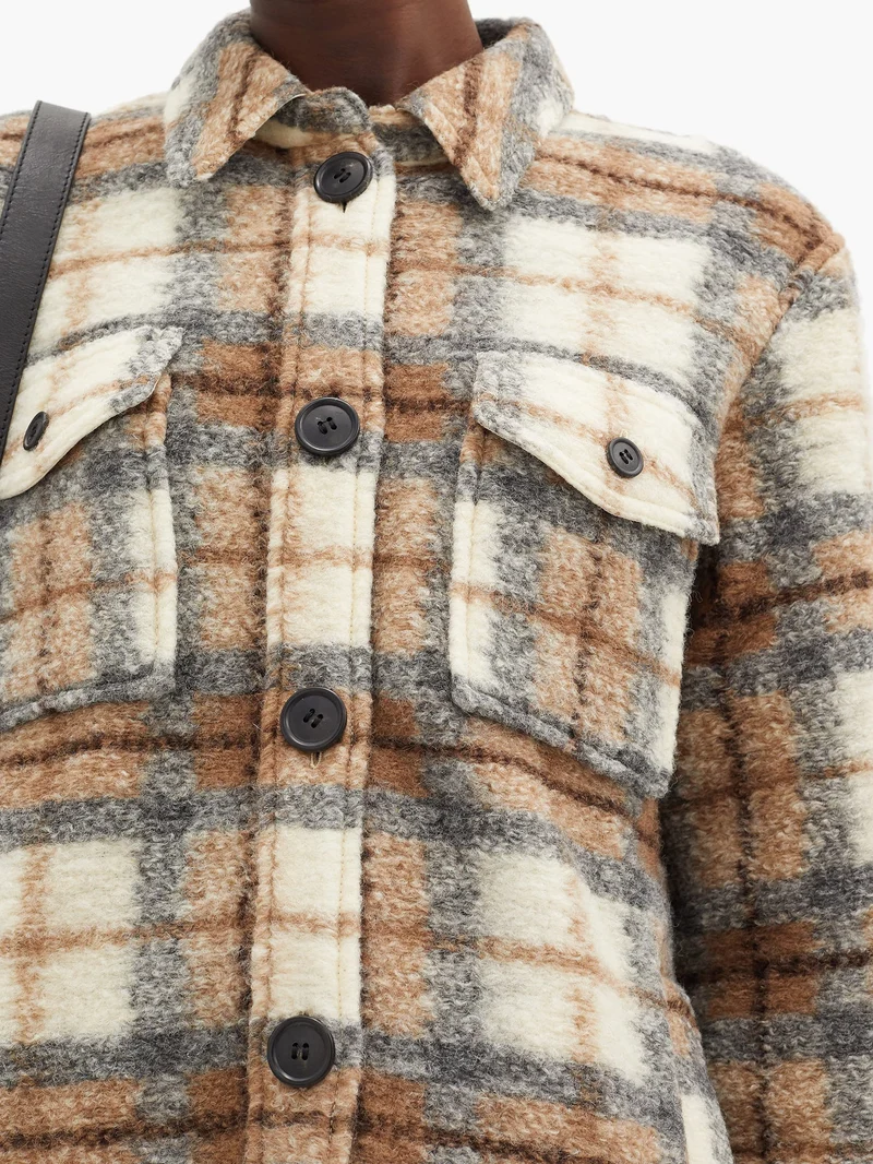 Gastoni checked wool-blend shirt jacket