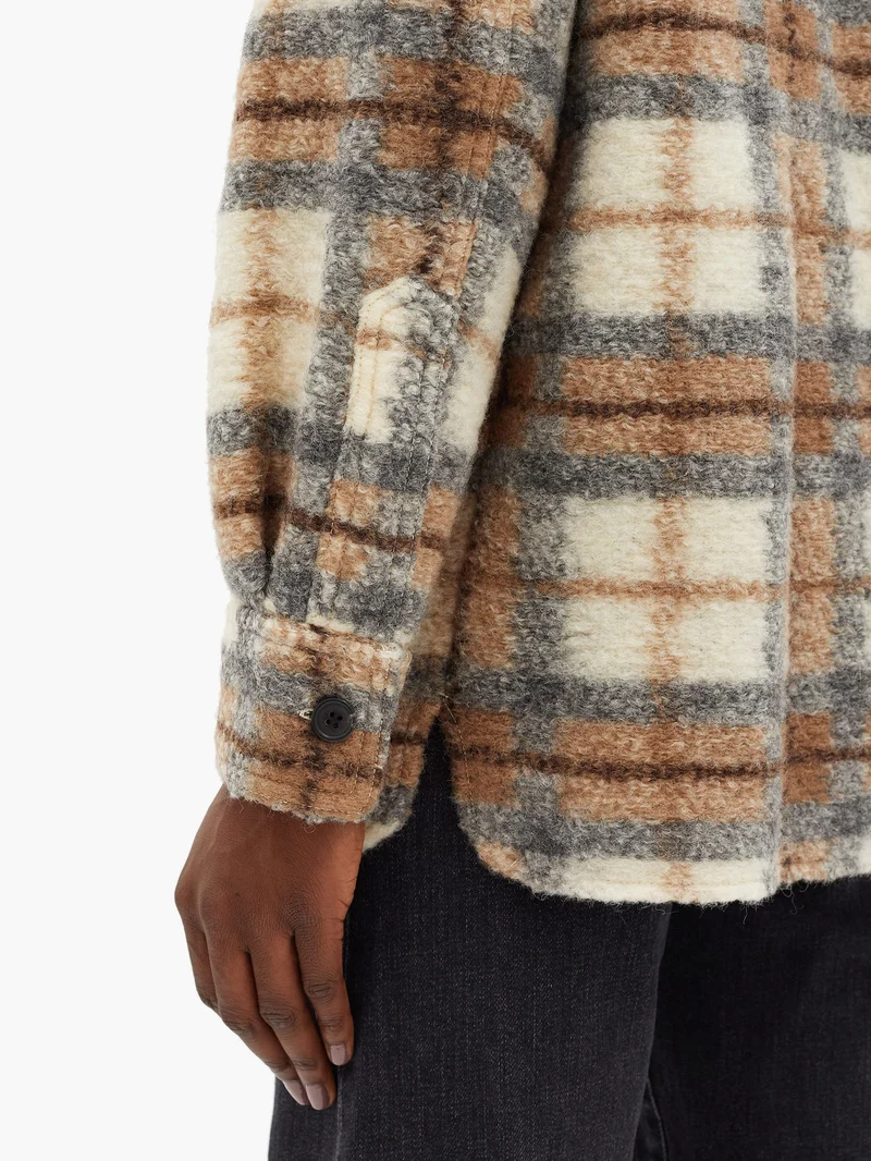 Gastoni checked wool-blend shirt jacket