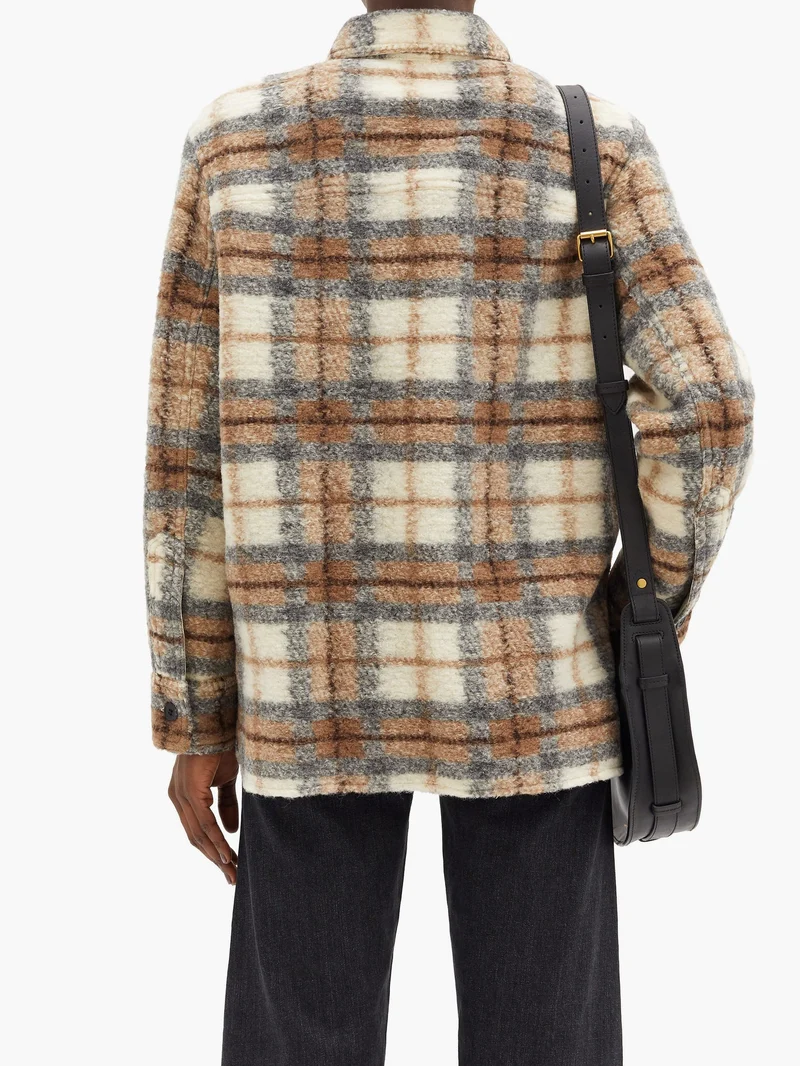 Gastoni checked wool-blend shirt jacket