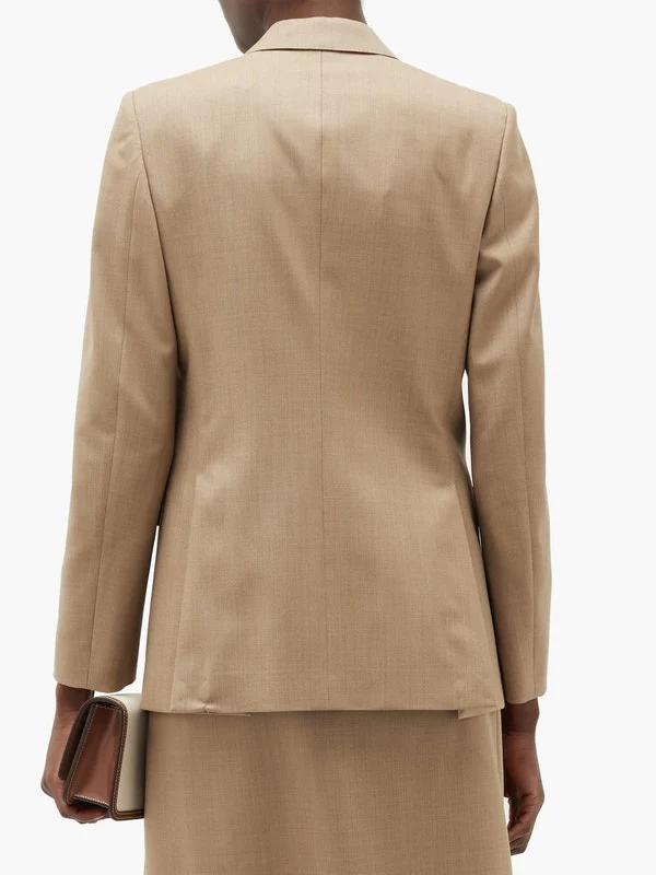 Pearl-charm single-breasted wool-blend jacket