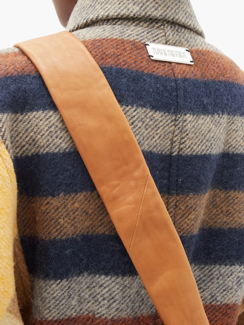 Upcycled checked wool-panelled shirt jacket