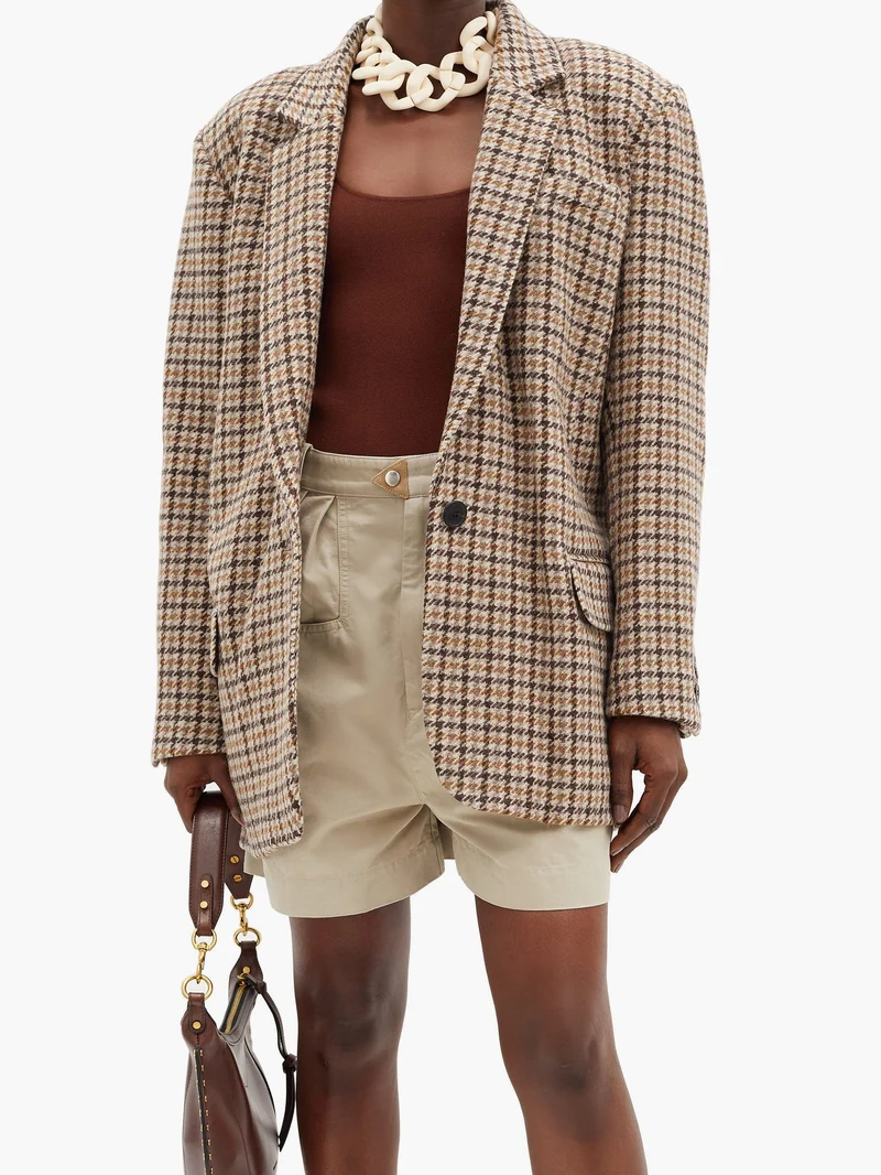 Kaito single-breasted houndstooth wool jacket
