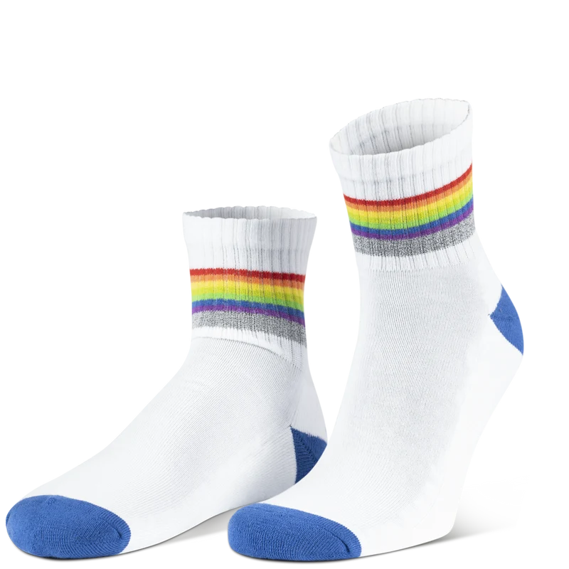 Reflektierende Socken: white rainbow (kurz)
