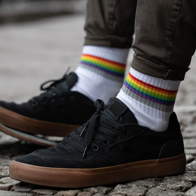 Reflektierende Socken: white rainbow (kurz)