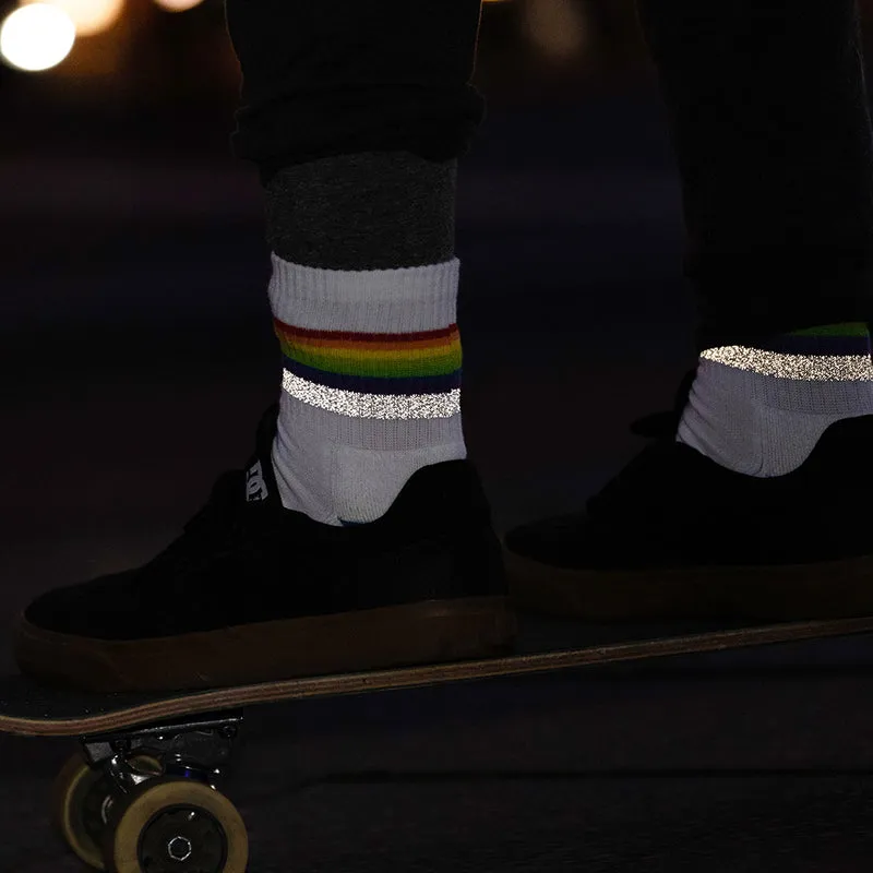 Reflektierende Socken: white rainbow (kurz)