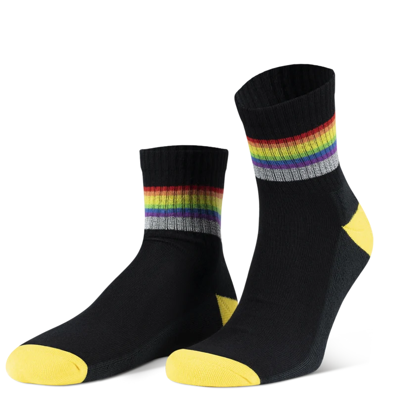 Reflektierende Socken: black rainbow (kurz)