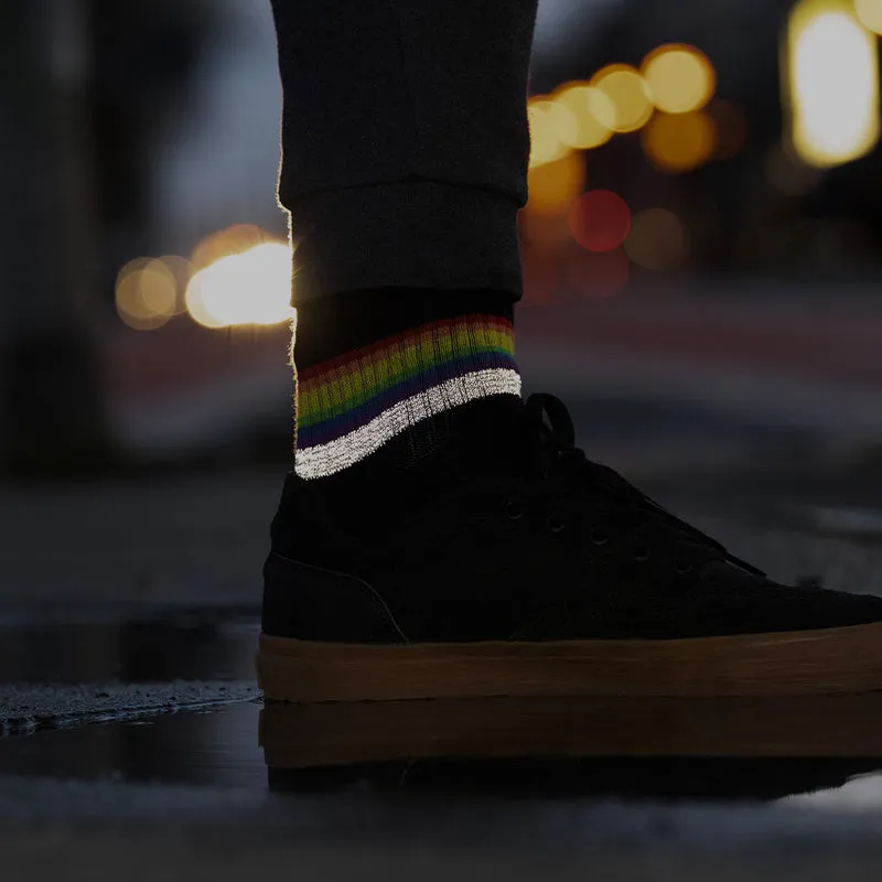 Reflektierende Socken: black rainbow (kurz)