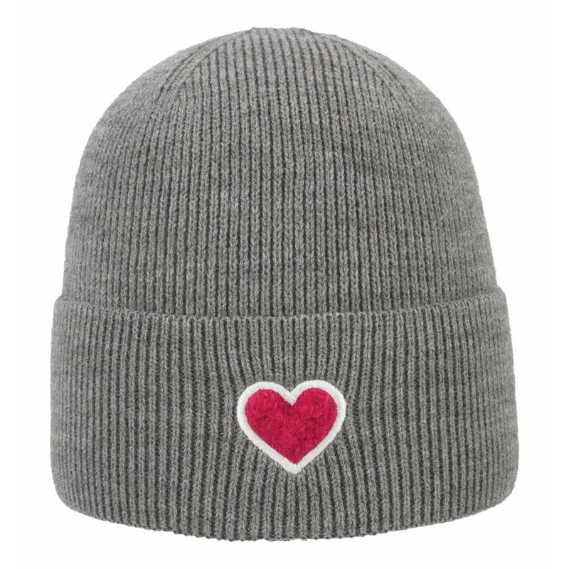 ARECO Kinder Beanie Herz Juniors 7836 Girls Mütze Strickmütze Wintermütze