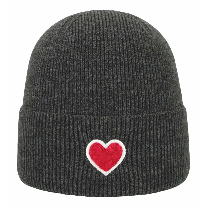 ARECO Kinder Beanie Herz Juniors 7836 Girls Mütze Strickmütze Wintermütze
