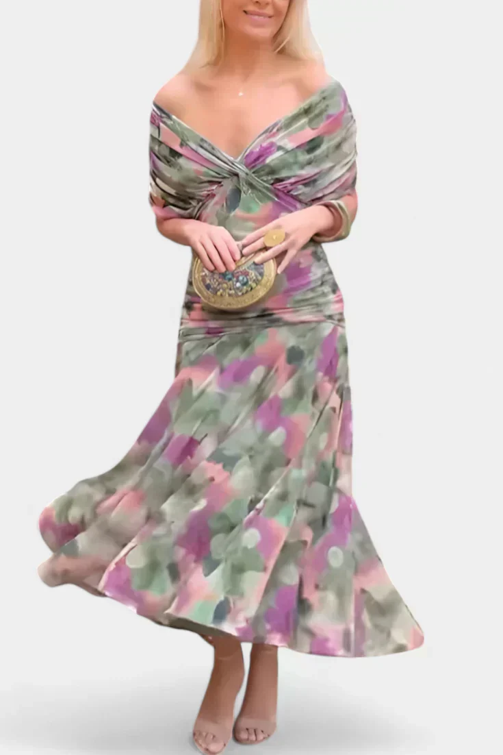 Florayne™ - Elegantes Fließendes Midikleid mit V-Ausschnitt