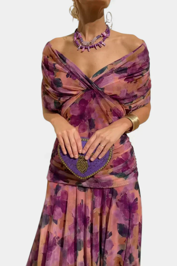 Florayne™ - Elegantes Fließendes Midikleid mit V-Ausschnitt