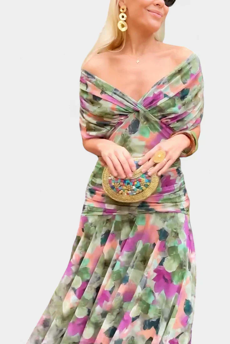 Florayne™ - Elegantes Fließendes Midikleid mit V-Ausschnitt