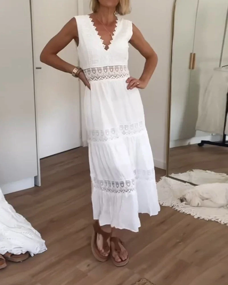 Sora™ – Ärmelloses Boho-Midikleid mit Spitzendetails