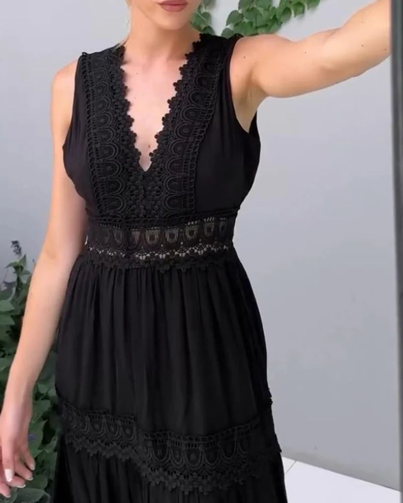 Sora™ – Ärmelloses Boho-Midikleid mit Spitzendetails