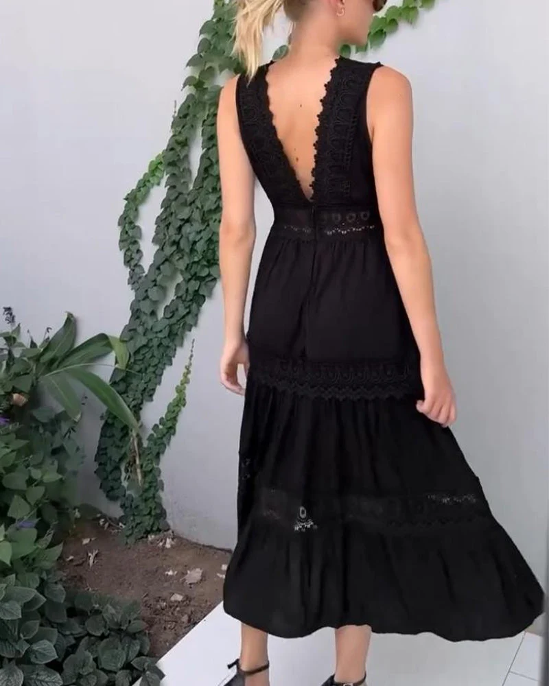 Sora™ – Ärmelloses Boho-Midikleid mit Spitzendetails