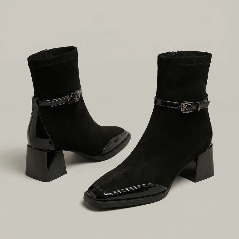 Lenie™ - Elegante Stiefeletten mit mittlerem Absatz aus Öko-Wildleder