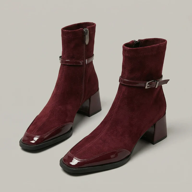 Lenie™ - Elegante Stiefeletten mit mittlerem Absatz aus Öko-Wildleder