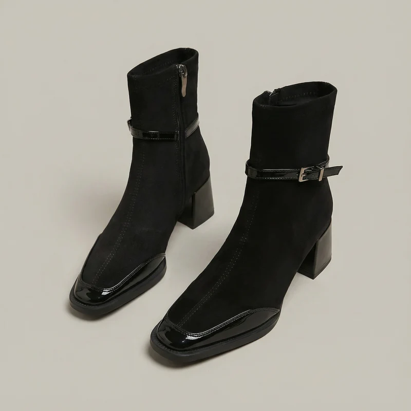 Lenie™ - Elegante Stiefeletten mit mittlerem Absatz aus Öko-Wildleder