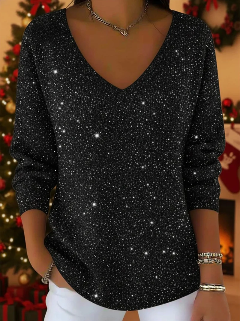 María — Der festliche V-Ausschnitt-Pullover für strahlende Weihnachten