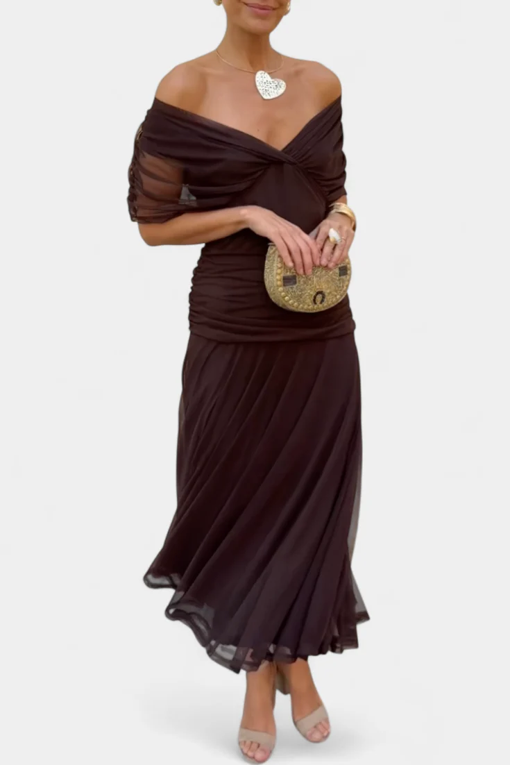 LOTTE™ | Elegantes Langkleid mit V-Ausschnitt und Fließender Silhouette