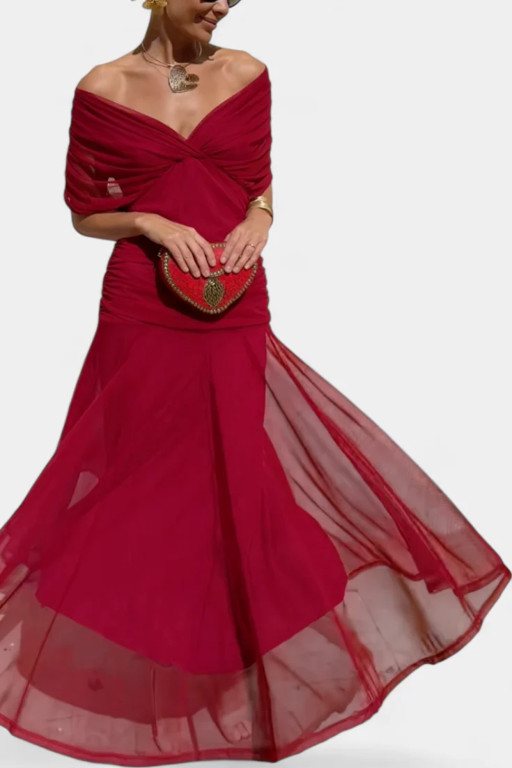 LOTTE™ | Elegantes Langkleid mit V-Ausschnitt und Fließender Silhouette