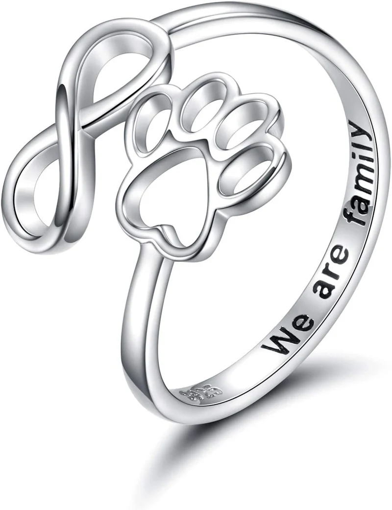 Handgefertigter Ring mit Pfote und Herz