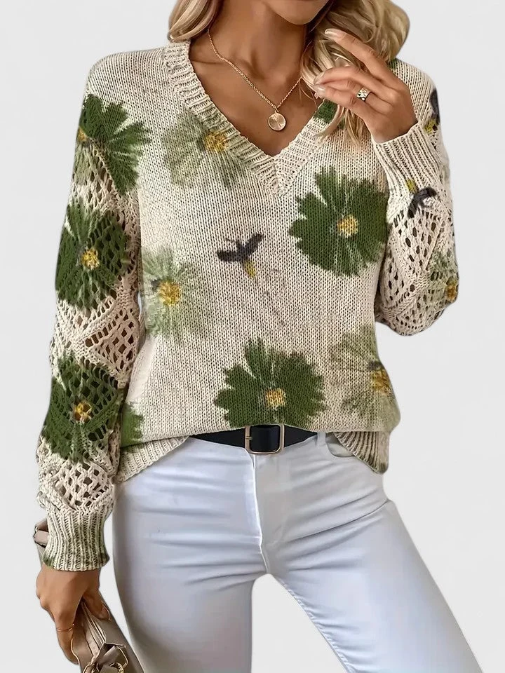Aurélie | Stilvoller Pullover mit floralem Design