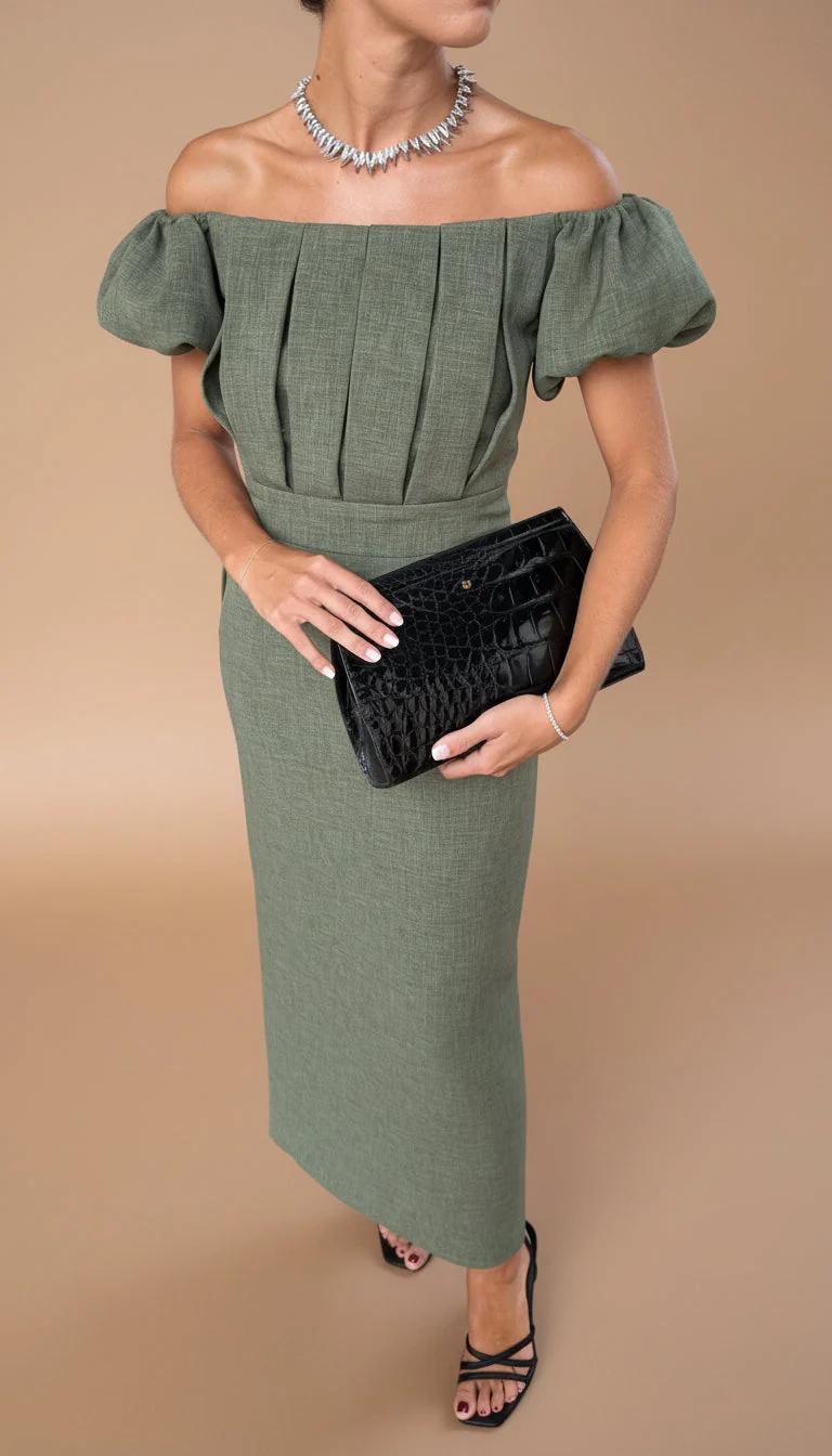 JASMIJN | Elegantes Midi-Kleid mit Taillierung im zeitlosen Abendlook