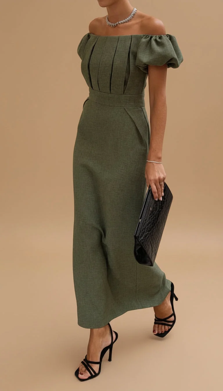JASMIJN | Elegantes Midi-Kleid mit Taillierung im zeitlosen Abendlook