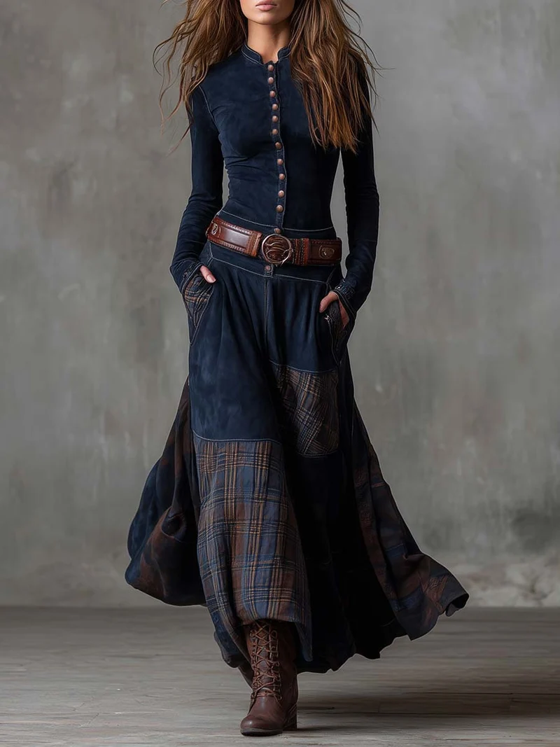 LEONORA™ | Langes Vintage-Kleid mit figurfreundlichem Schnitt und klassischem Boho-Stil (inklusive Gürtel)