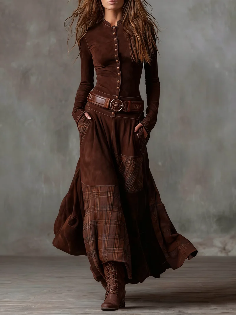 LEONORA™ | Langes Vintage-Kleid mit figurfreundlichem Schnitt und klassischem Boho-Stil (inklusive Gürtel)