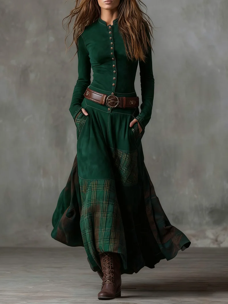 LEONORA™ | Langes Vintage-Kleid mit figurfreundlichem Schnitt und klassischem Boho-Stil (inklusive Gürtel)