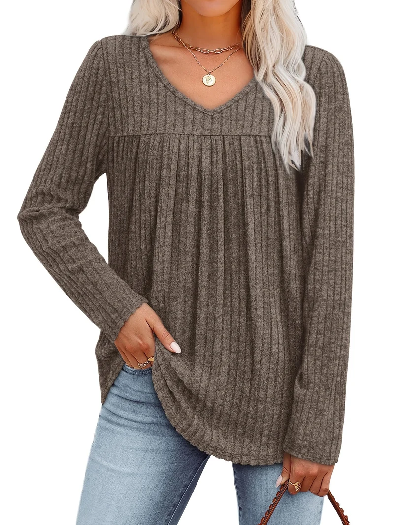 LIVA | Elegante V-Ausschnitt Bluse mit Schwingenden Faltendetails