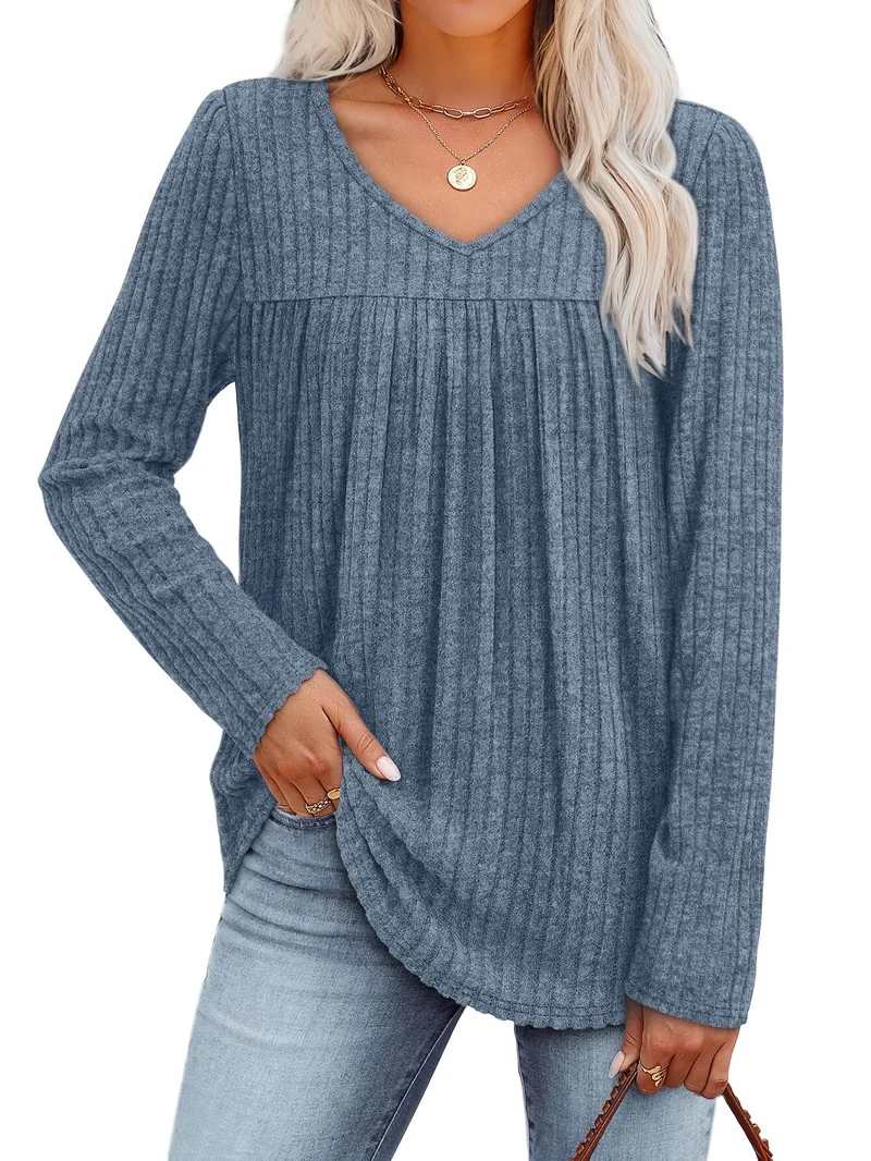 LIVA | Elegante V-Ausschnitt Bluse mit Schwingenden Faltendetails