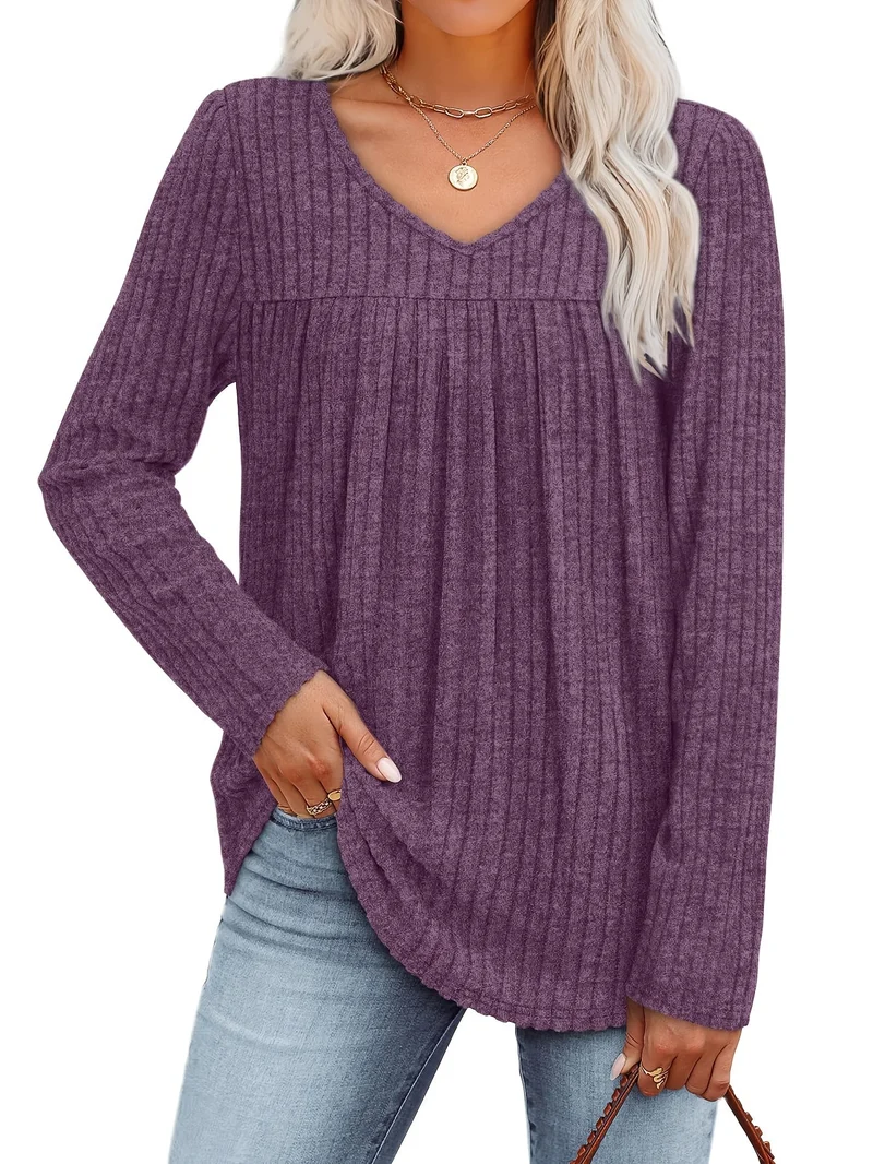 LIVA | Elegante V-Ausschnitt Bluse mit Schwingenden Faltendetails