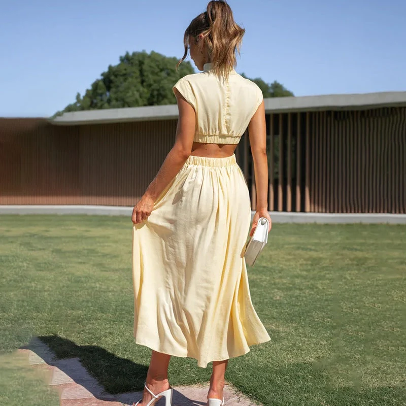 Christina – Elegantes Midi-Kleid für Damen mit Cut-outs